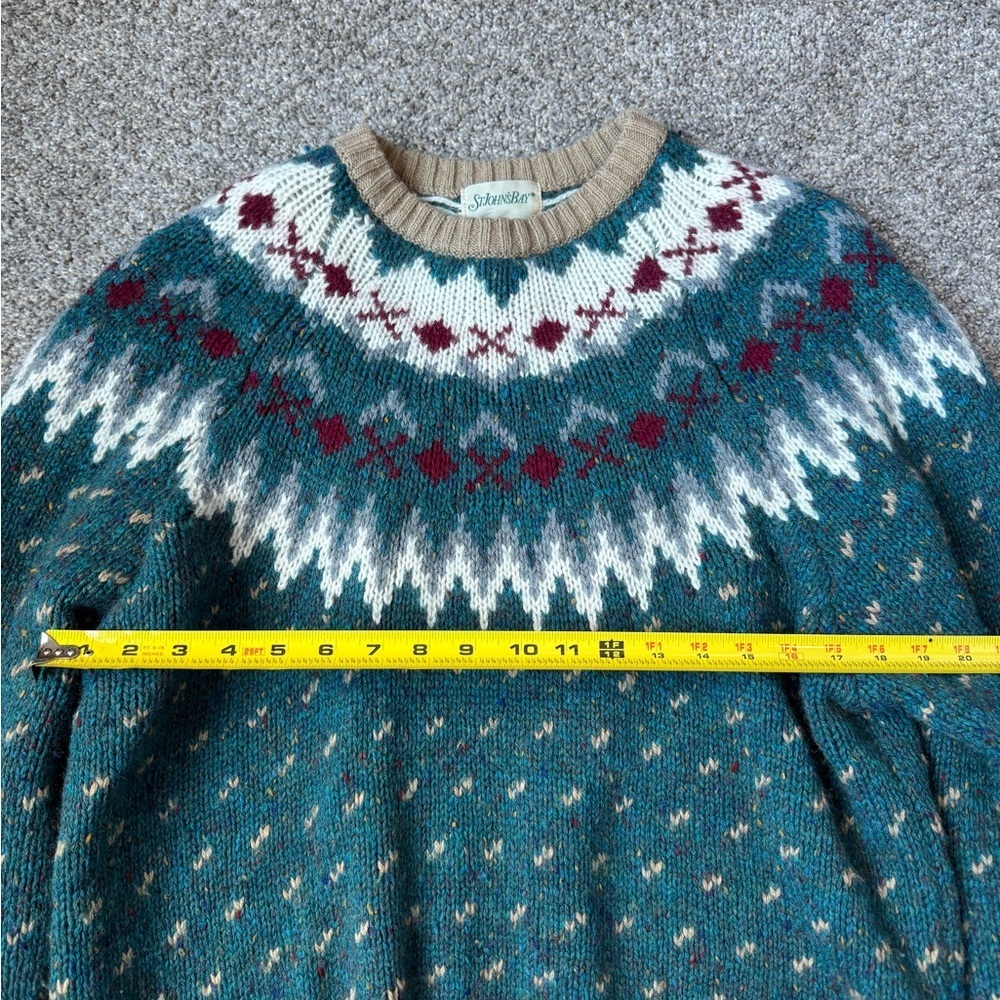 St. John's Bay Teal and Beige Crewneck Sweater - Picture 5 of 5